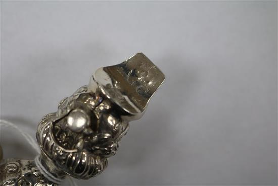 A 19th century silver childs rattle, 12.3cm.